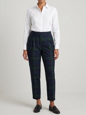 Abercrombie & Fitch Navy and Green Plaid Ankle Pants